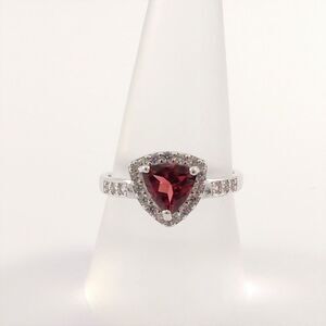 Garnet Ring with White Sapphires SIZE 8